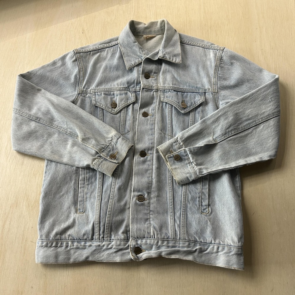 Vintage Bongo Light Denim Jacket Mens Medium Blue Button Bomber Pockets Workwear